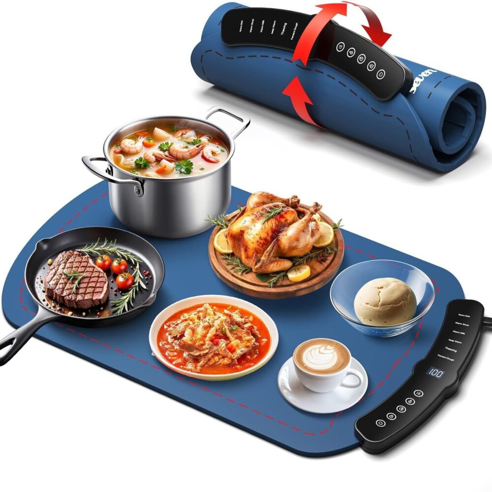 Cross-border hot product, foldable warming tray, multifunctional household constant temperature heated meal tray, insulation plate for heating food.