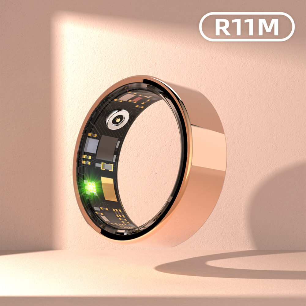 Cross-border smart ring black technology Bluetooth blood oxygen heart rate blood pressure health monitoring for men and women waterproof black technology ring
