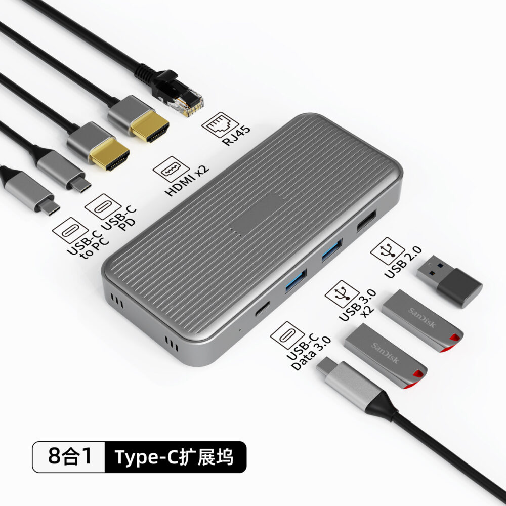 ⁦محطة توصيل متعددة الوظائف 6 في 1 USB Hub من نوع C، علبة قرص صلب خارجي متحركة SSD، تدعم بروتوكولين M.2⁩ - الصورة ⁦17⁩