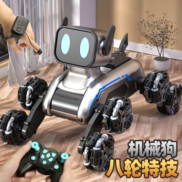 New intelligent eight-wheel stunt dog remote control robotic dog with arm transformation climbing car boy's electronic pet toy car